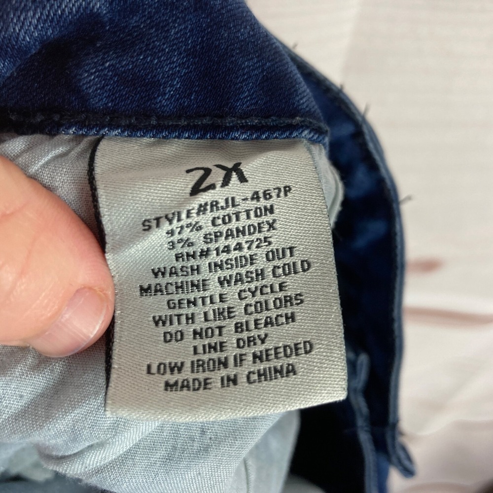 American Bazi Jeans Womens 2X Skinny Moto Dark Wash Mid Rise Pockets Stretch - Picture 9 of 9